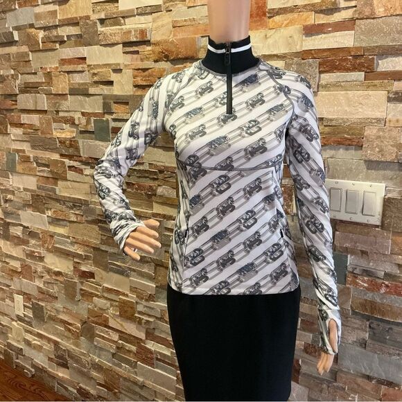 Fendi Black and Gray Fitted Long Sleeve Polo Tee and Leggings - Picture 1 of 16